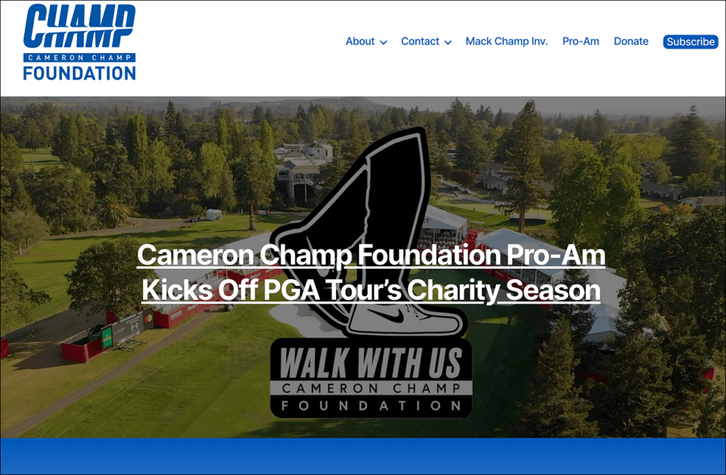 Cameron Champ Foundation screenshot